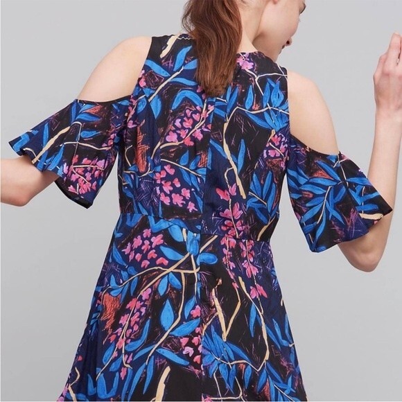 Anthropologie Maeve Elia Cold Shoulder Floral Dress, Size 0 NWOT - Picture 2 of 12